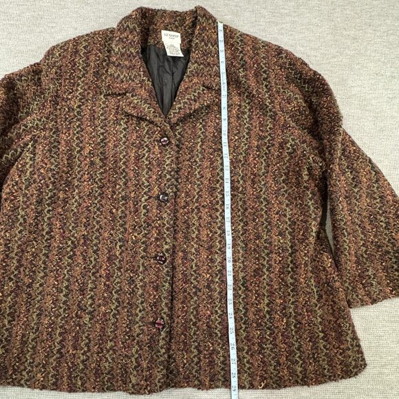 Liz Baker Woman Bouclé Button Front Coat Size 22W Multicolor Chevron Lined - Picture 12 of 15